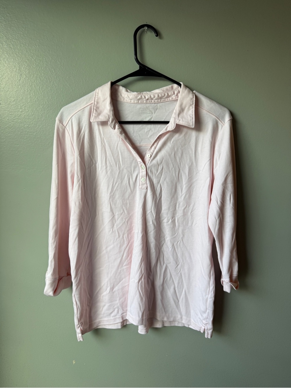 L.L.Bean Women’s Light Pink Long Sleeve Polo Shirt Large